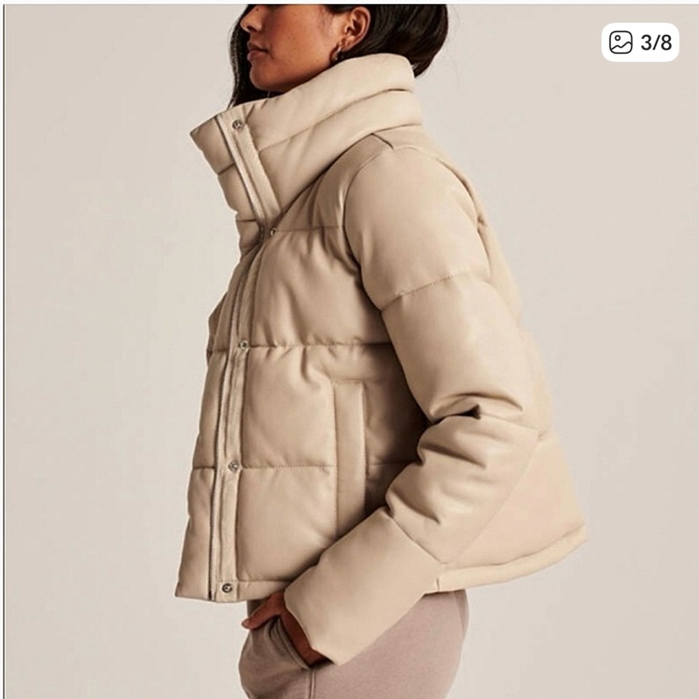 Like New Abercrombie & Fitch Light Vegan Leather Mini Puffer Jacket